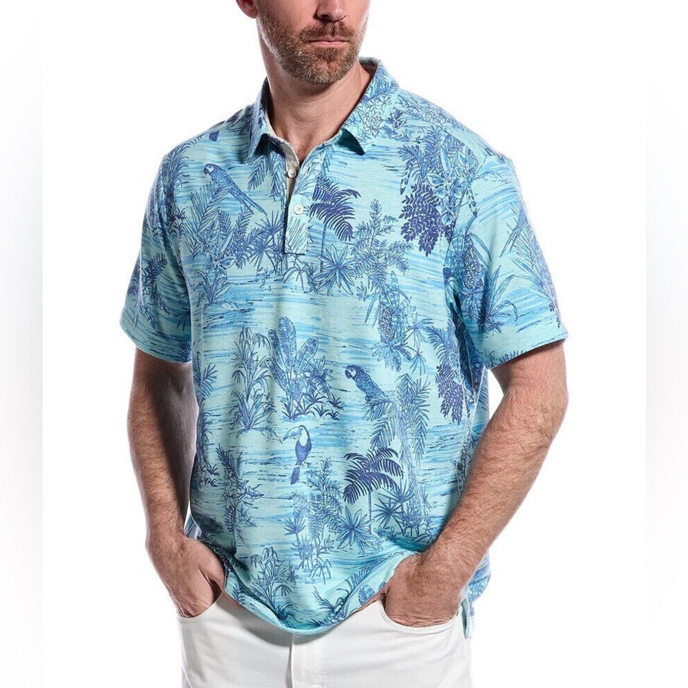 Tommy Bahama Bird's Eye View foliage print polo